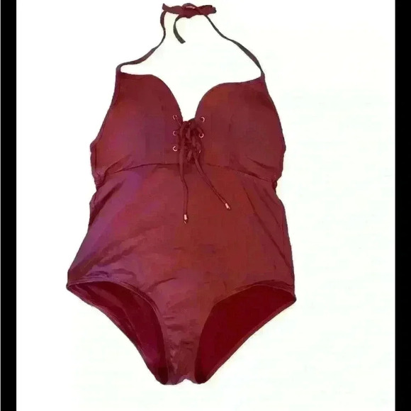 NIPTUCK SWIM Maroon ONE PIECE SLIMMING SWIMSUIT Size 12 US - Picture 2 of 5